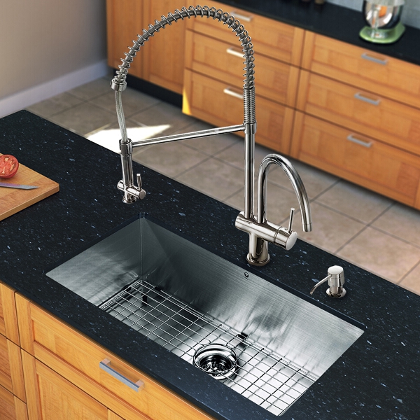 All in One 32-inch Undermount Stainless Steel Kitchen Sink and Chrome Faucet Set