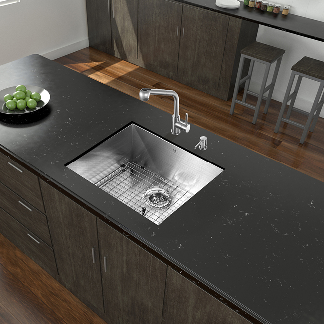 All in One 23-inch Undermount Stainless Steel Kitchen Sink and Faucet Set