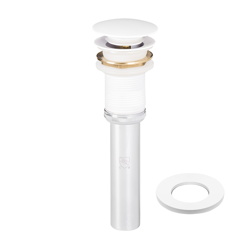 Matte White Vessel Sink Pop-up Drain and Mounting Ring