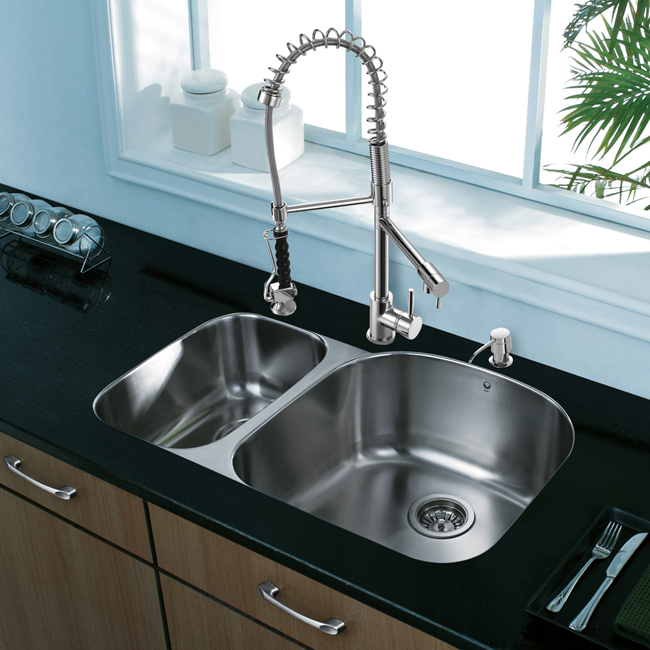 All in One 31-inch Undermount Stainless Steel Kitchen Sink and Chrome Faucet Set