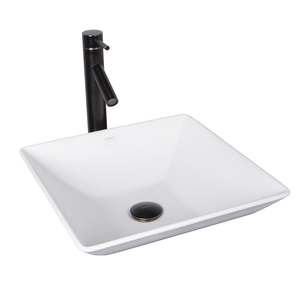 Matira Composite Vessel Sink and Dior Bathroom Vessel Faucet Set in Antique Rubbed Bronze