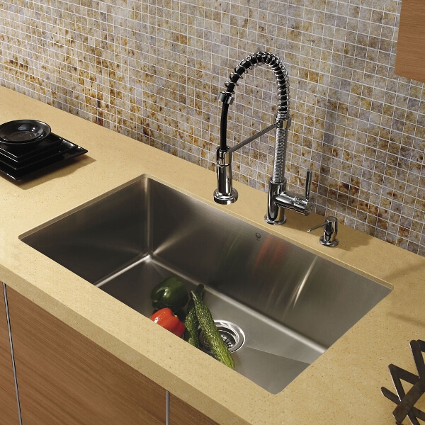 All-in-One Undermount Stainless Steel Kitchen Sink and Edison Faucet Set