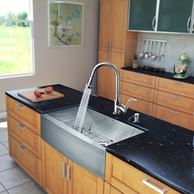 All in One 30-inch Farmhouse Stainless Steel Kitchen Sink and Chrome Faucet Set