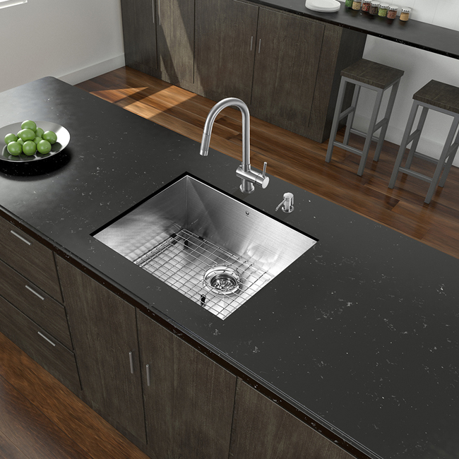 All in One 23-inch Undermount Stainless Steel Kitchen Sink and Faucet Set