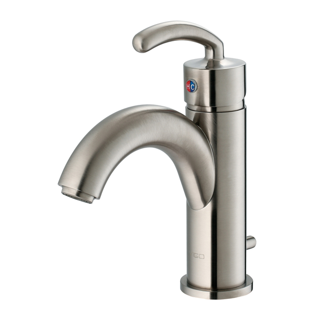 Single Lever Bathroom Faucet in Brushed Nickel Finish with Drain Assembly