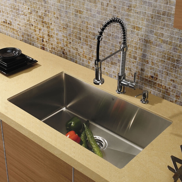 All-in-One Undermount Stainless Steel Kitchen Sink and Edison Chrome Faucet Set