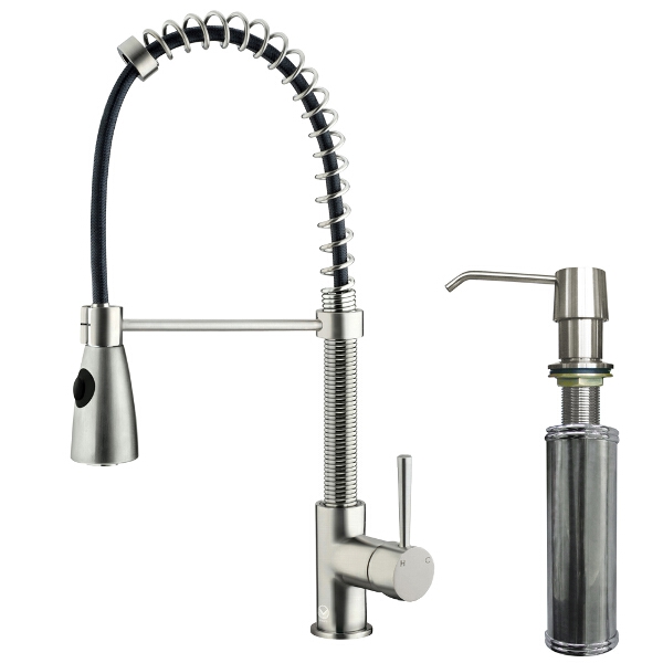 Stainless Steel Pull-Down Spray Kitchen Faucet with Soap Dispenser