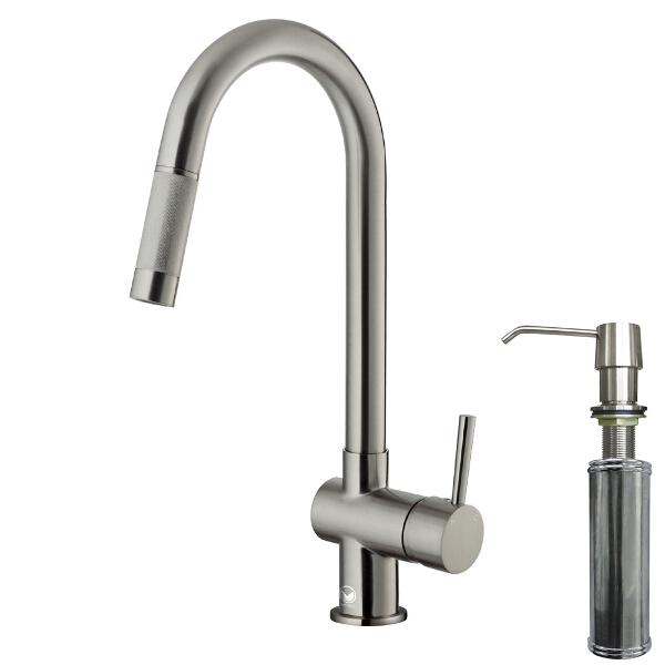 Stainless Steel Pull-Down Kitchen Faucet with Soap Dispenser