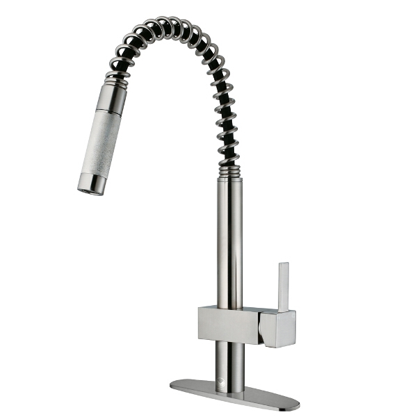 Stainless Steel Pull-Down Kitchen Faucet with Deck Plate