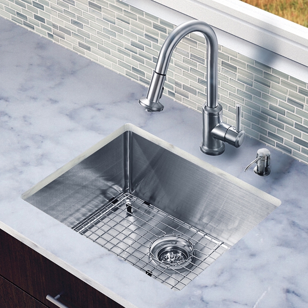 All in One 23-inch Undermount Stainless Steel Kitchen Sink and Faucet Set