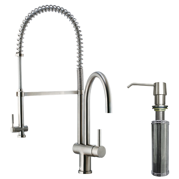 Stainless Steel Pull-Down Spray Kitchen Faucet with Soap Dispenser