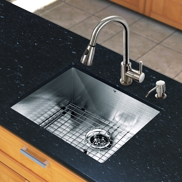 All in One 23-inch Undermount Stainless Steel Kitchen Sink and Chrome Faucet Set