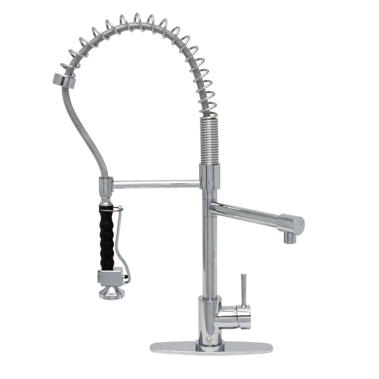 Chrome Pull-Down Spray Kitchen Faucet with Deck Plate