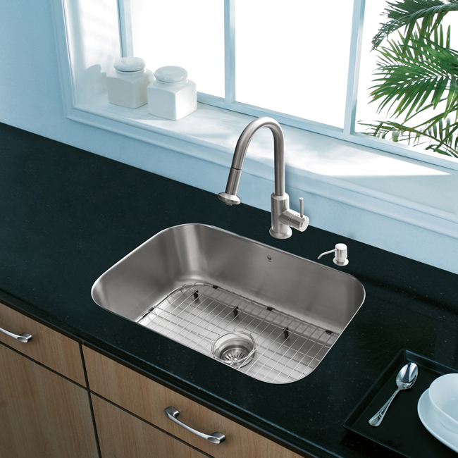 All in One 23-inch Undermount Stainless Steel Kitchen Sink and Faucet Set