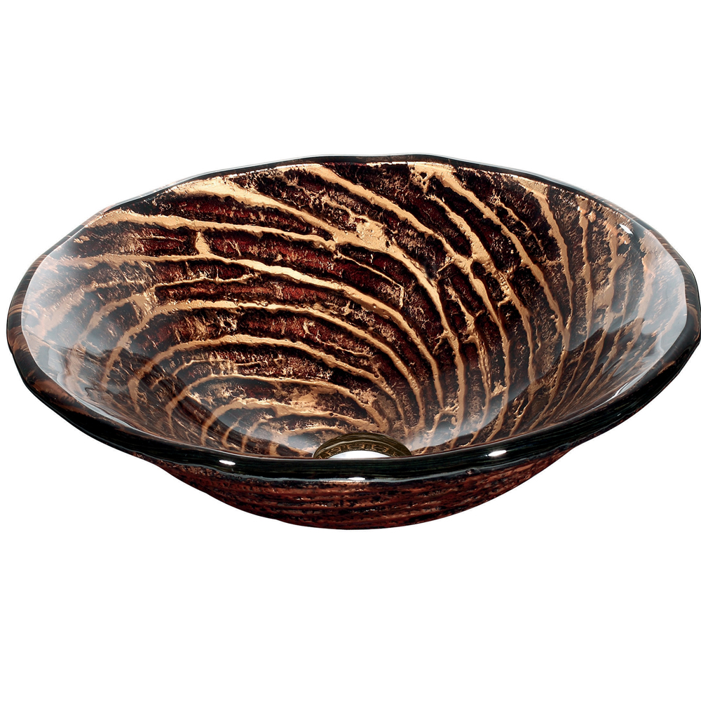 Chocolate Caramel Swirl Glass Vessel Bathroom Sink