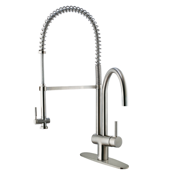 Stainless Steel Pull-Down Spray Kitchen Faucet with Deck Plate