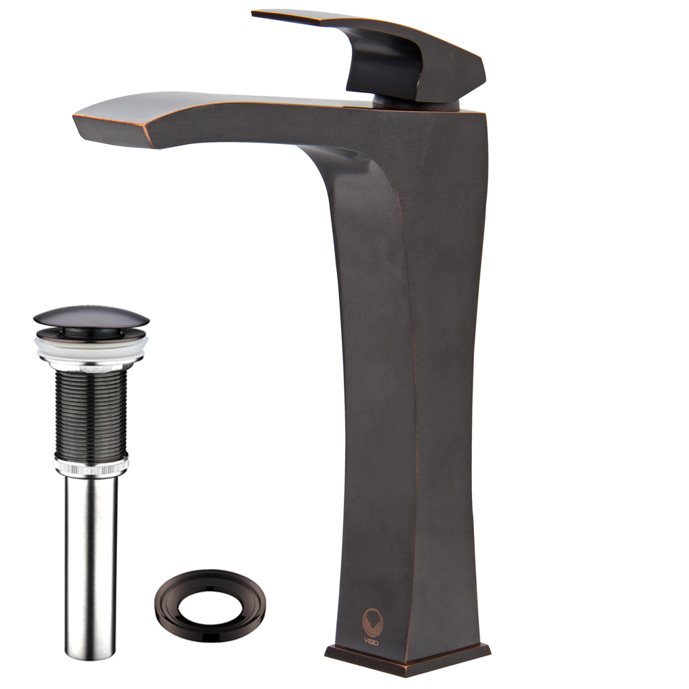 Blackstonian Bathroom Vessel Faucet in Antique Rubbed Bronze with Pop Up