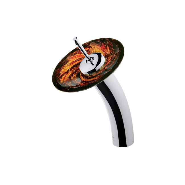 Waterfall Faucet with Northern Lights Glass Disc in Chrome