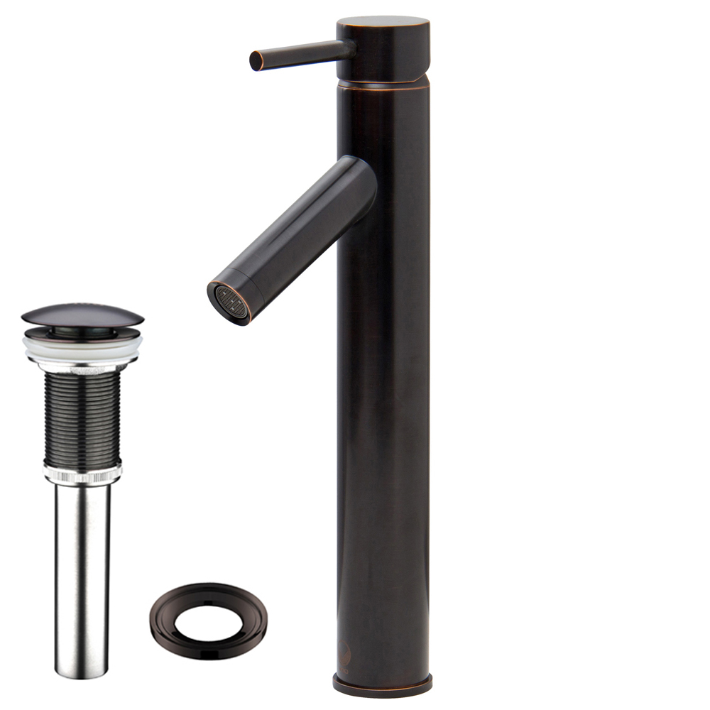 Dior Bathroom Vessel Faucet in Antique Rubbed Bronze with Pop Up
