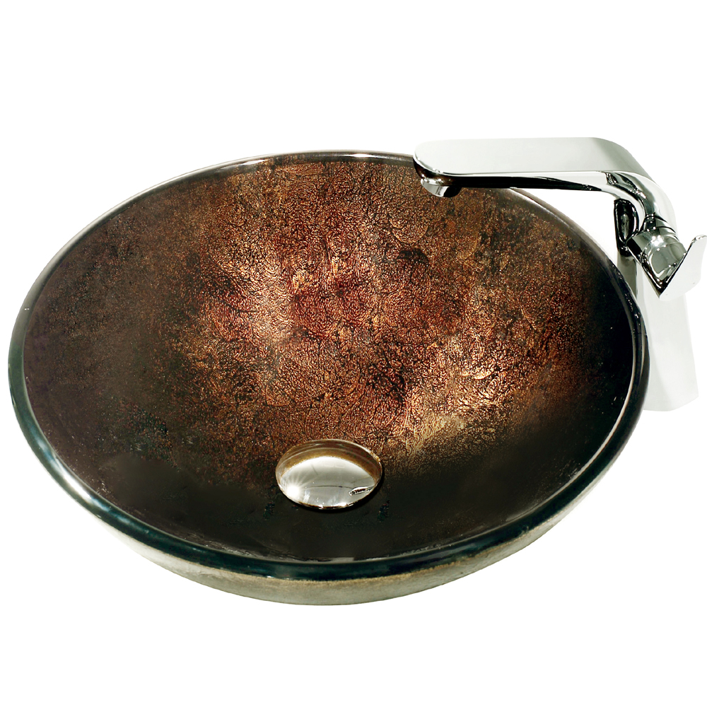 Russet Glass Vessel Sink and Faucet Set in Chrome