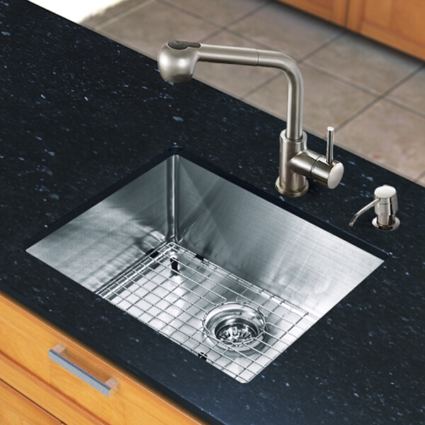 All in One 23-inch Undermount Stainless Steel Kitchen Sink and Faucet Set
