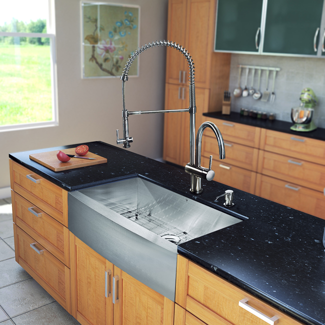 All in One 36-inch Farmhouse Stainless Steel Kitchen Sink and Faucet Set