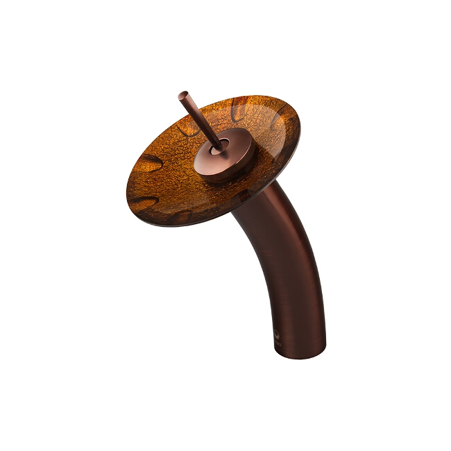 Waterfall Faucet with Walnut Shell Glass Disc in Oil Rubbed Bronze