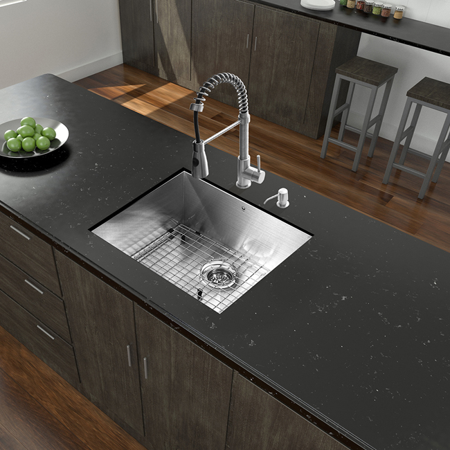 All in One 23-inch Undermount Stainless Steel Kitchen Sink and Faucet Set