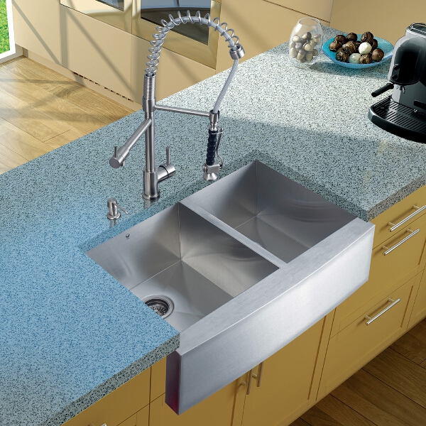 All-in-One 36-inch Stainless Steel Farmhouse Kitchen Sink and Zurich Stainless Steel Faucet Set