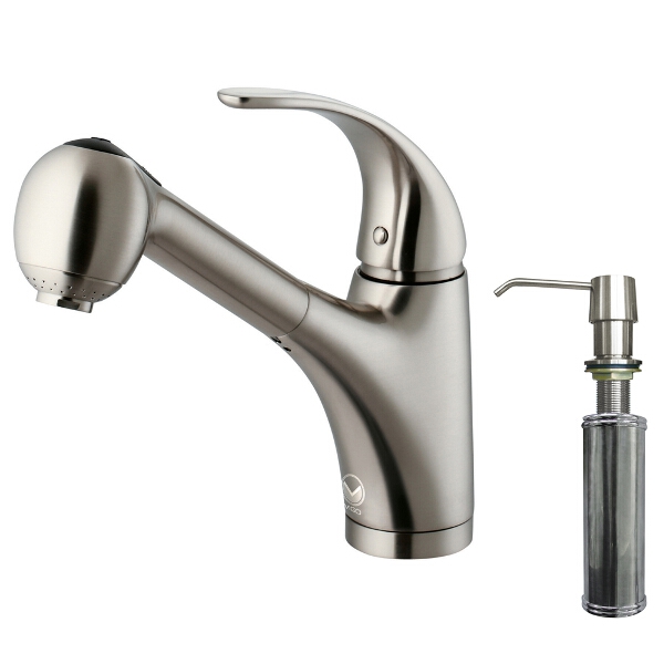 Stainless Steel Pull-Out Spray Kitchen Faucet with Soap Dispense