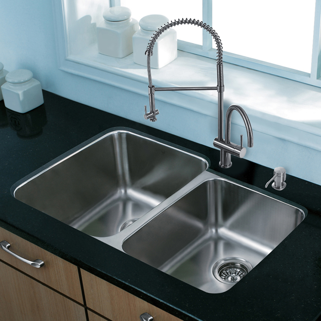 All in One 32-inch Undermount Stainless Steel Kitchen Sink and Faucet Set