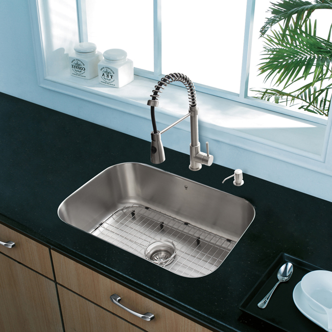 All in One 23-inch Undermount Stainless Steel Kitchen Sink and Faucet Set