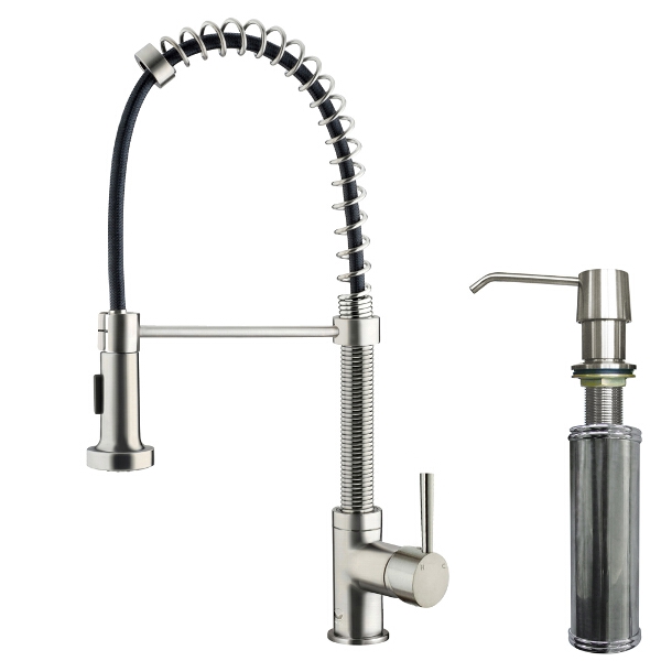Stainless Steel Pull-Down Spray Kitchen Faucet with Soap Dispenser