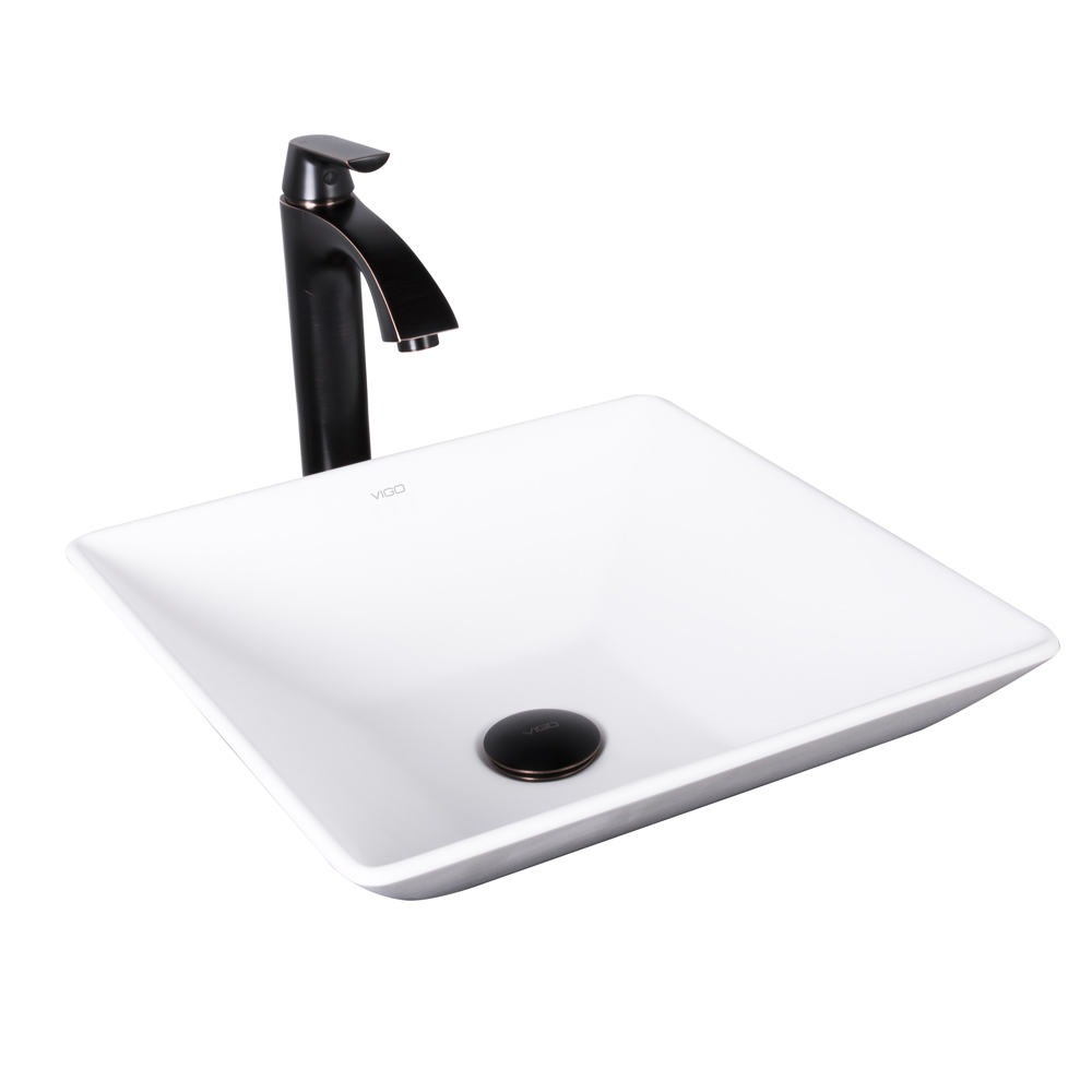 Matira Composite Vessel Sink and Linus Bathroom Vessel Faucet Set in Antique Rubbed Bronze