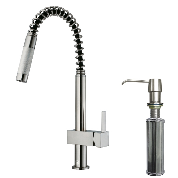 Stainless Steel Pull-Down Kitchen Faucet with Soap Dispenser
