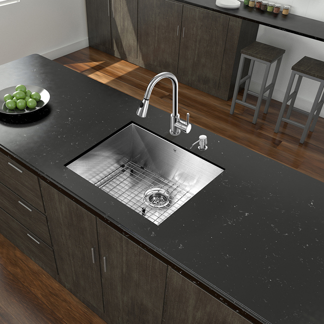 All in One 23-inch Undermount Stainless Steel Kitchen Sink and Chrome Faucet Set