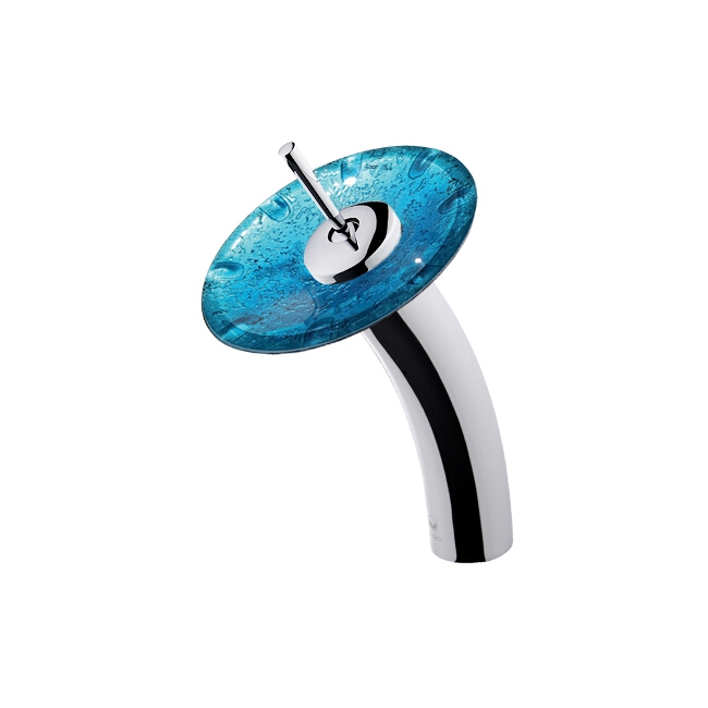 Waterfall Faucet with Mediterranean Seashell Glass Disc in Chrome