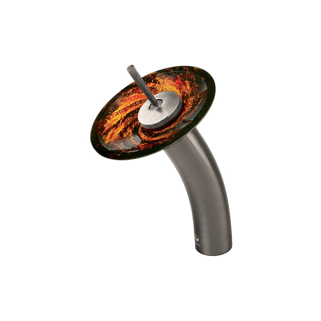 Waterfall Faucet with Northern Lights Glass Disc in Brushed Nickel