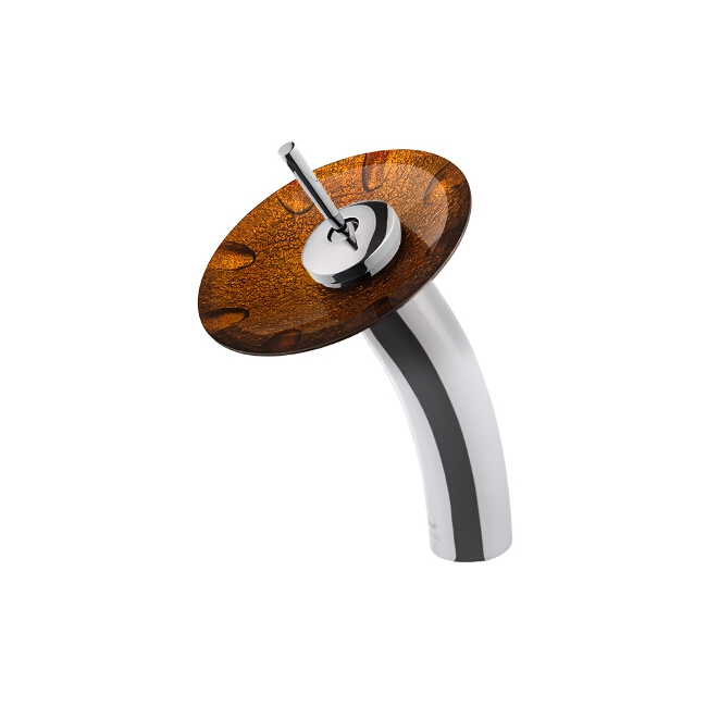 Waterfall Faucet with Walnut Shell Glass Disc in Chrome