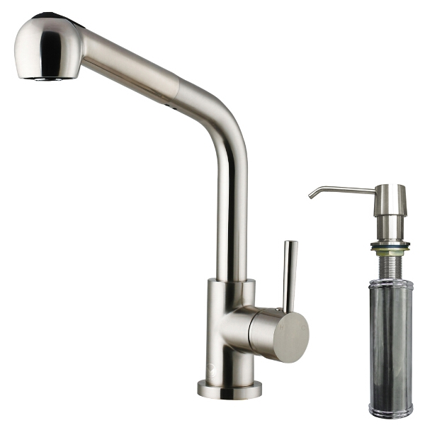 Stainless Steel Pull-Out Spray Kitchen Faucet with Soap Dispenser