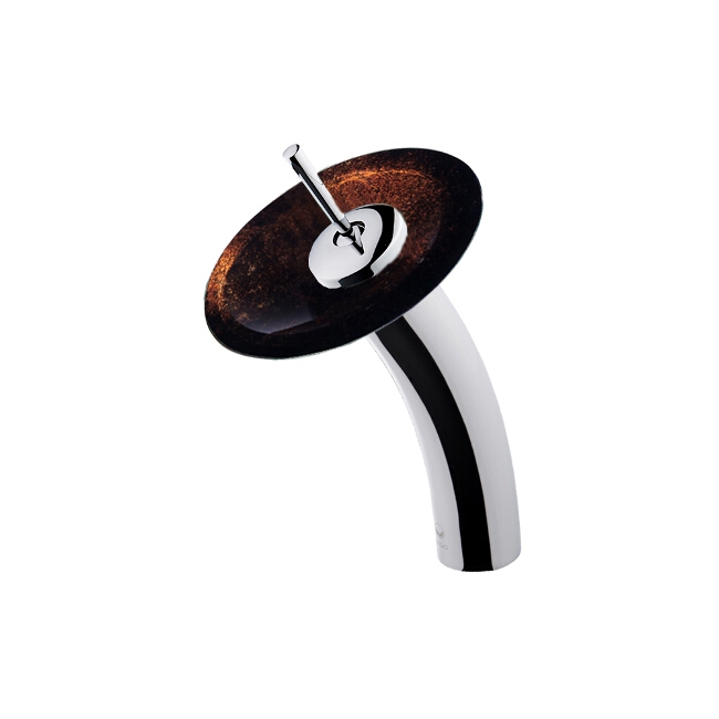 Waterfall Faucet with Russet Glass Disc in Chrome