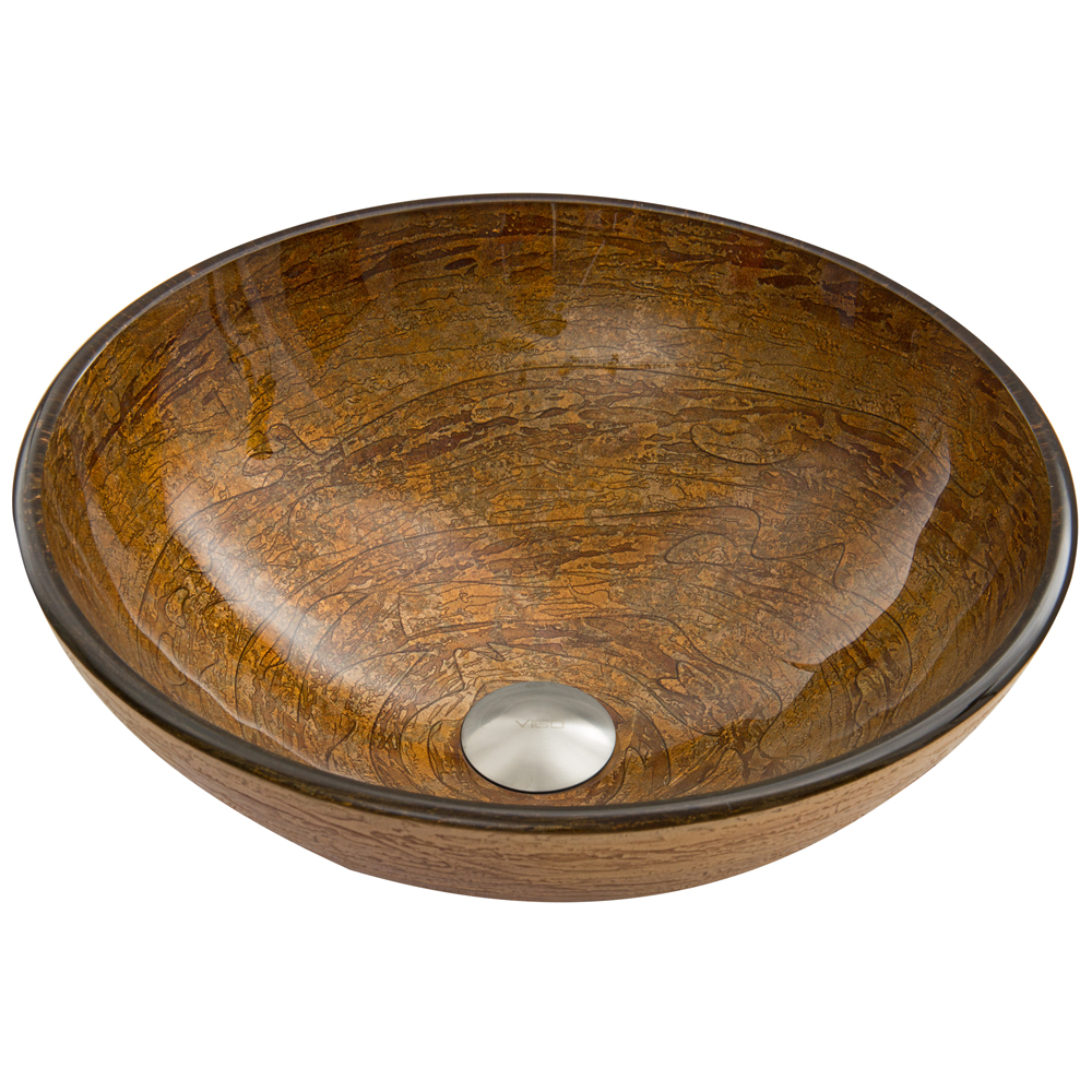 Cappuccino Swirl Glass Vessel Bathroom Sink