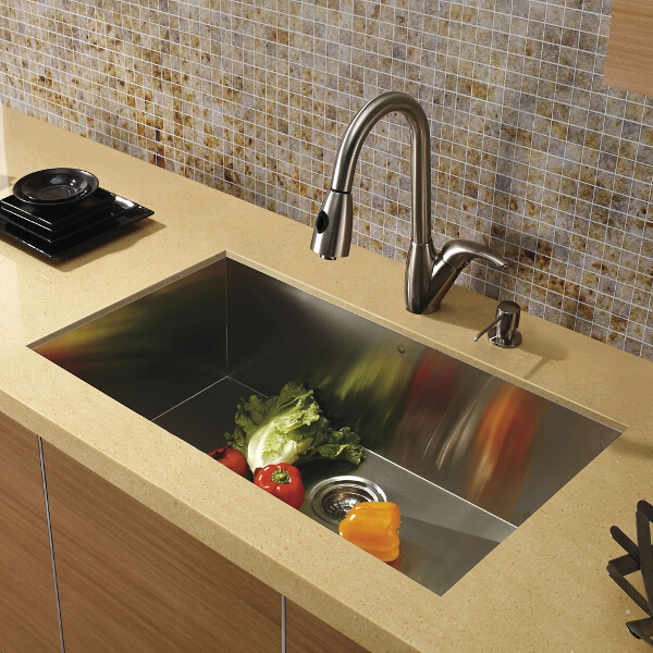 All-in-One Undermount Stainless Steel Kitchen Sink and Romano Faucet Set