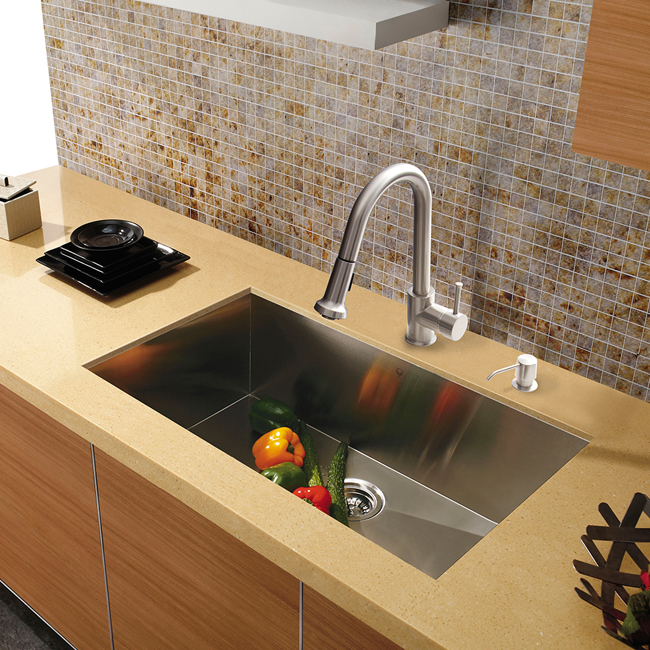 All in One 30-inch Undermount Stainless Steel Kitchen Sink and Faucet Set