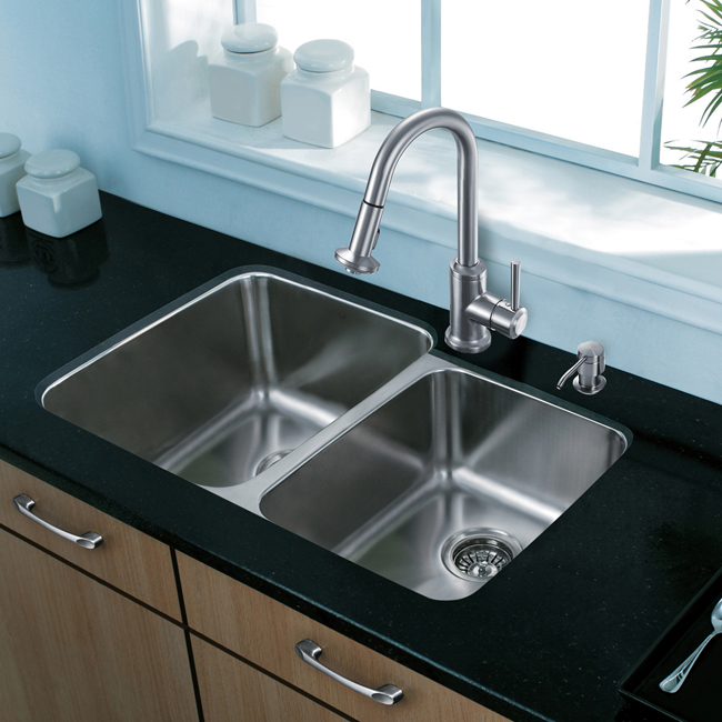 All in One 32-inch Undermount Stainless Steel Kitchen Sink and Faucet Set